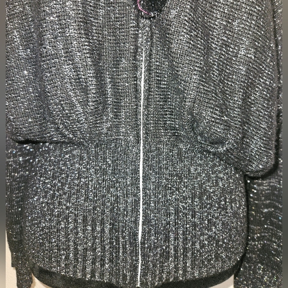 Victoria's Secret Y2K Black/ Metallic Cinch Waist Zip- Up Hoodie Size S - Picture 6 of 9